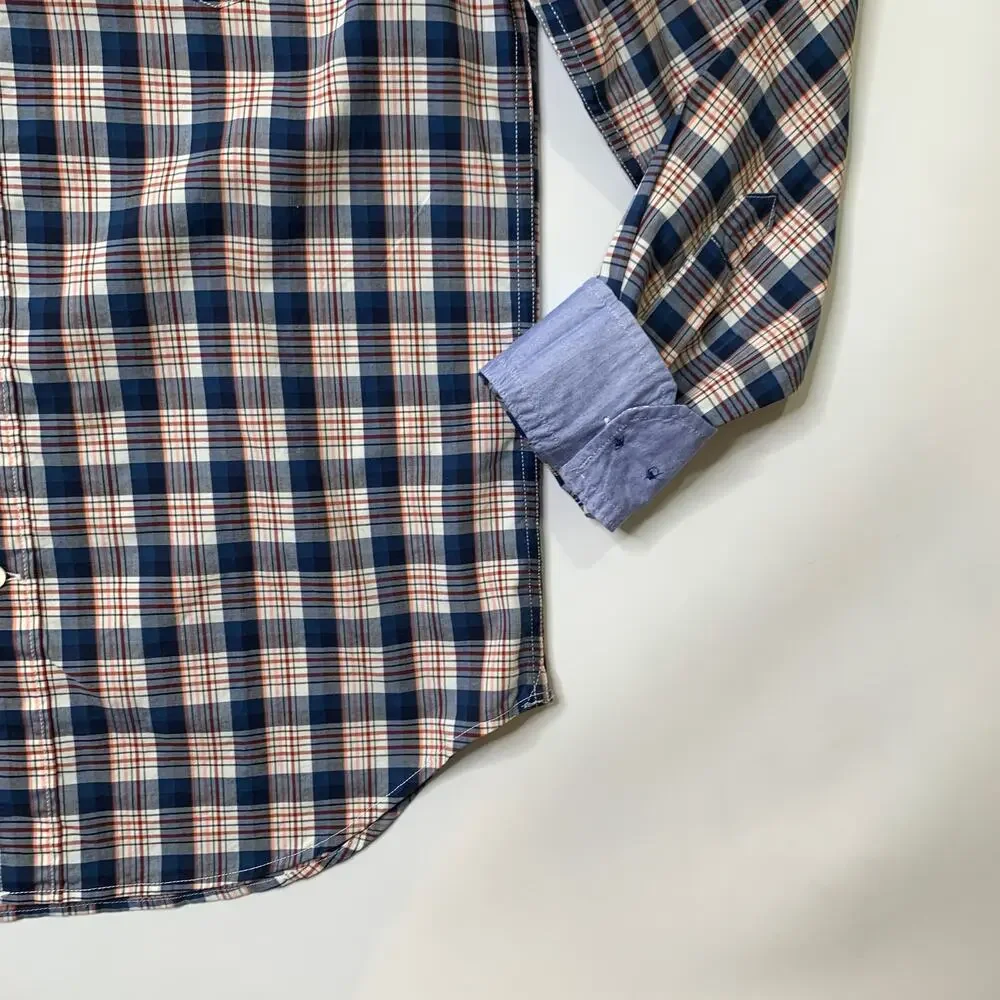 Banana Republic Shirt Mens S Small Prussian Plaid Camden Fit Custom 078 Wash